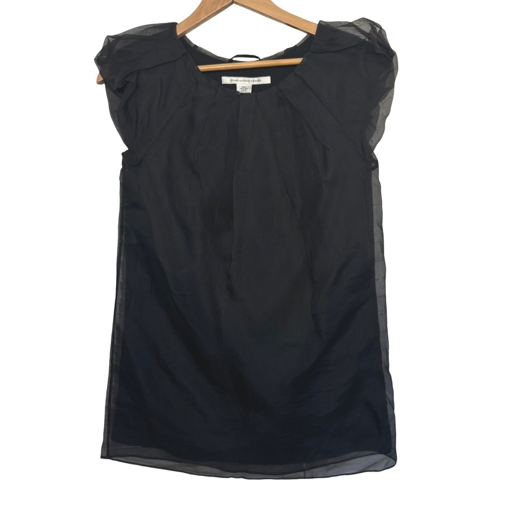 Diane von Furstenberg Silk Tunic Blouse Size 2 Flutter‎ Sleeve Luxury Romantic